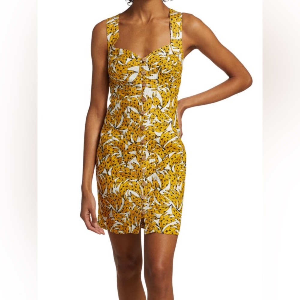 Farm Rio Banana Cross-Back Mini Dress
